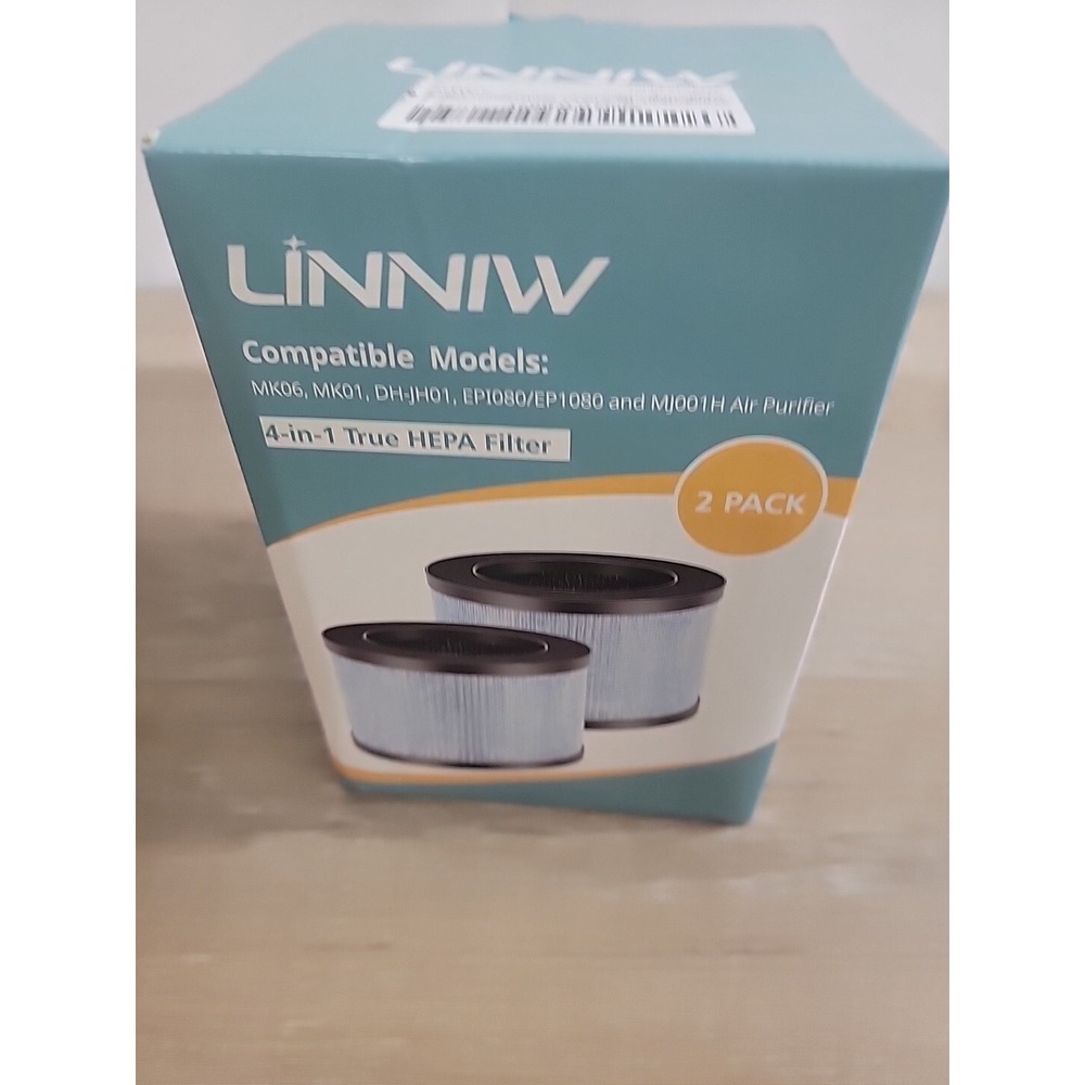 LINNIW 2 Pack 4 In 1 True HEPA filters for MK06,MK01,DHJ01,EPI080,EP1080,MJ001H